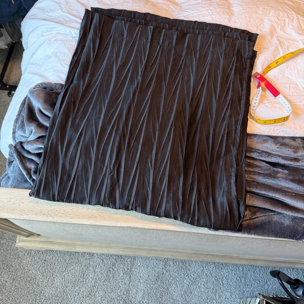 2 Black Crinkle Curtain Panels